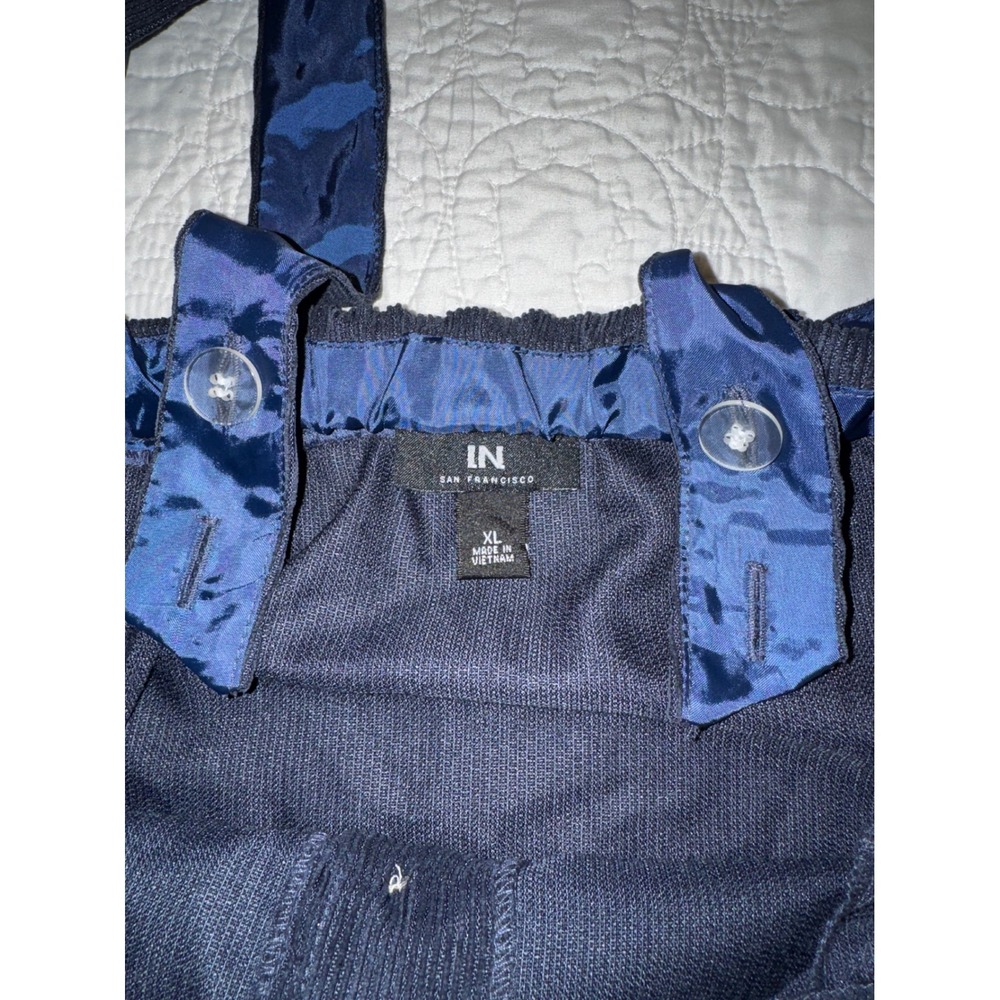 IN San Francisco‎ Navy Blue Corduroy Jumper Dress Button Front Pinafore XL NEW - Picture 4 of 7